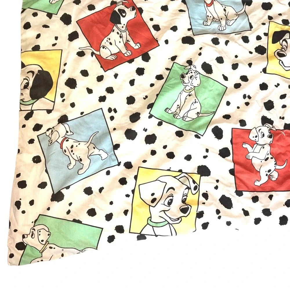 Vtg Nursery Rhyme Embroidered Quilt Reversible 101 Dalmatians Baby Blanket